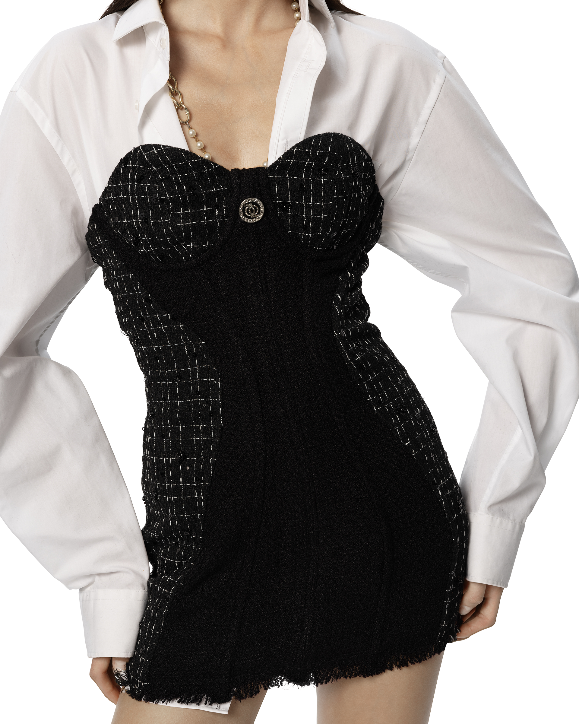 Out of Office Tweed Dress Black