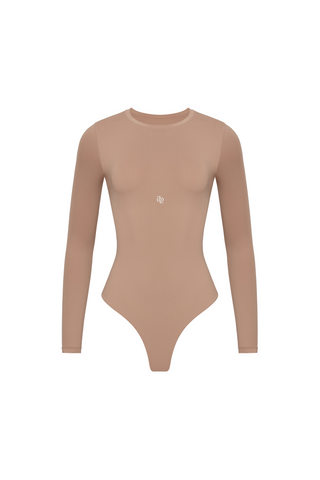 Second Skin Long Sleeve Crew-Neck Bodysuit Nude