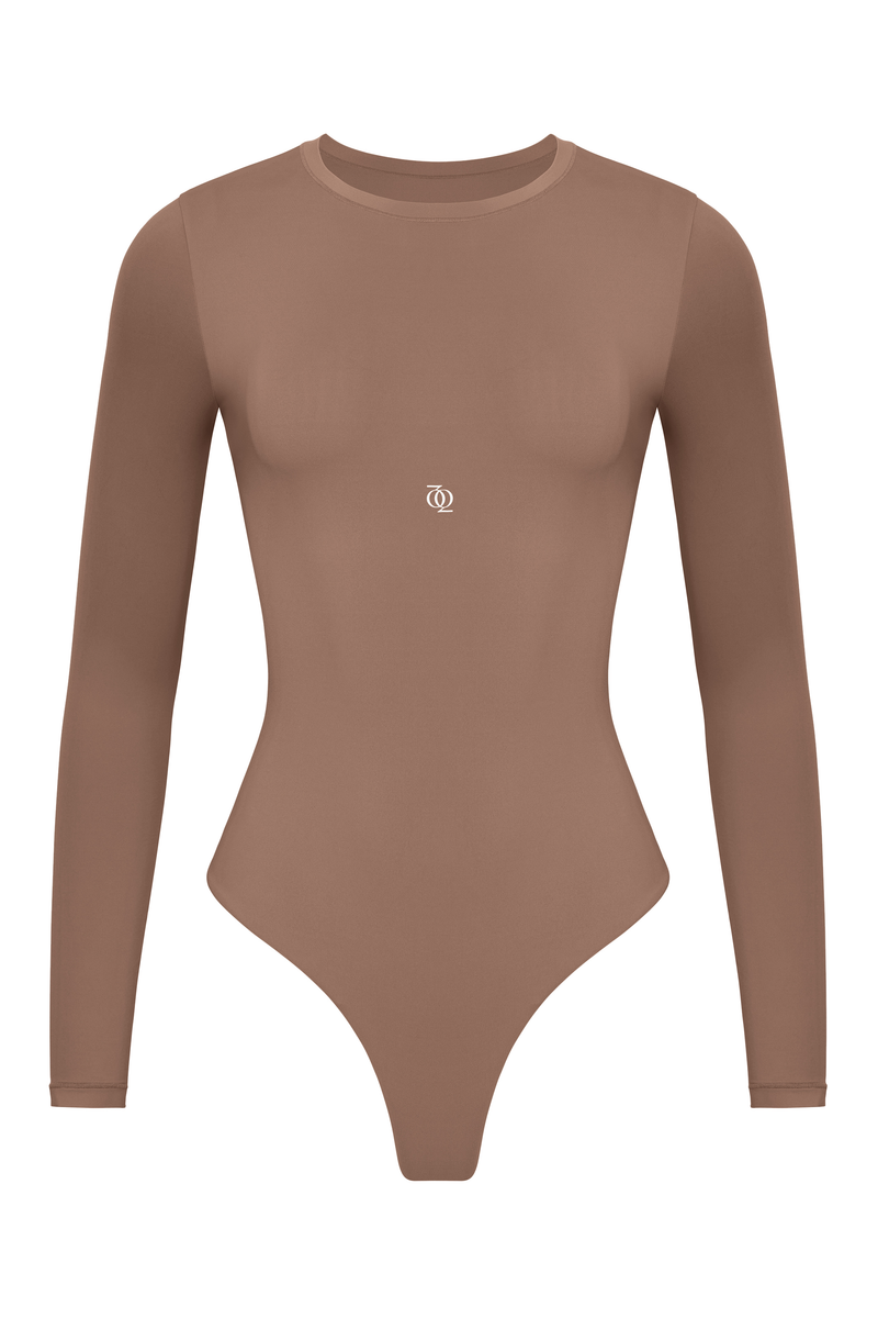 Second Skin Long Sleeve Crew-Neck Bodysuit Mushroom