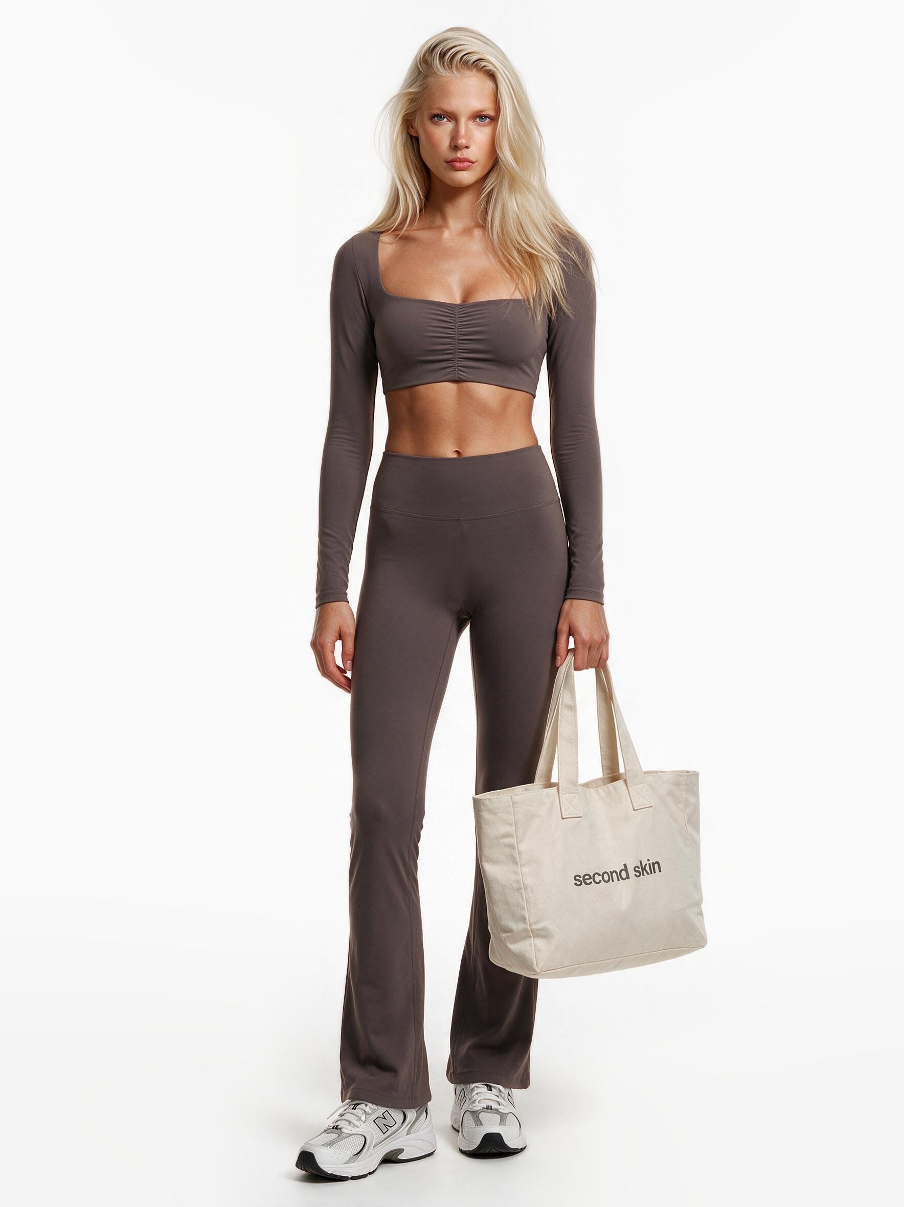 Second Skin Studio High-Waisted Bootcut Legging Mushroom