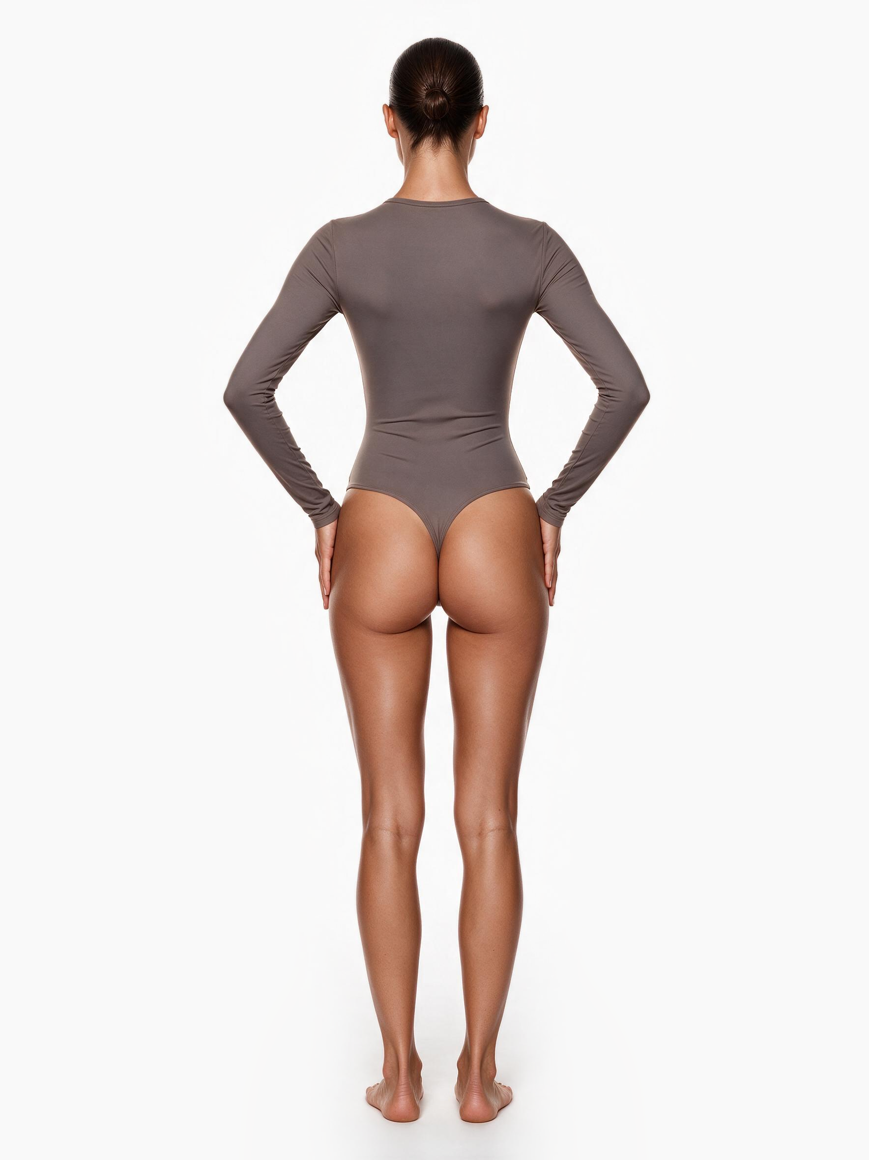 Second Skin Long Sleeve Crew-Neck Bodysuit Mushroom