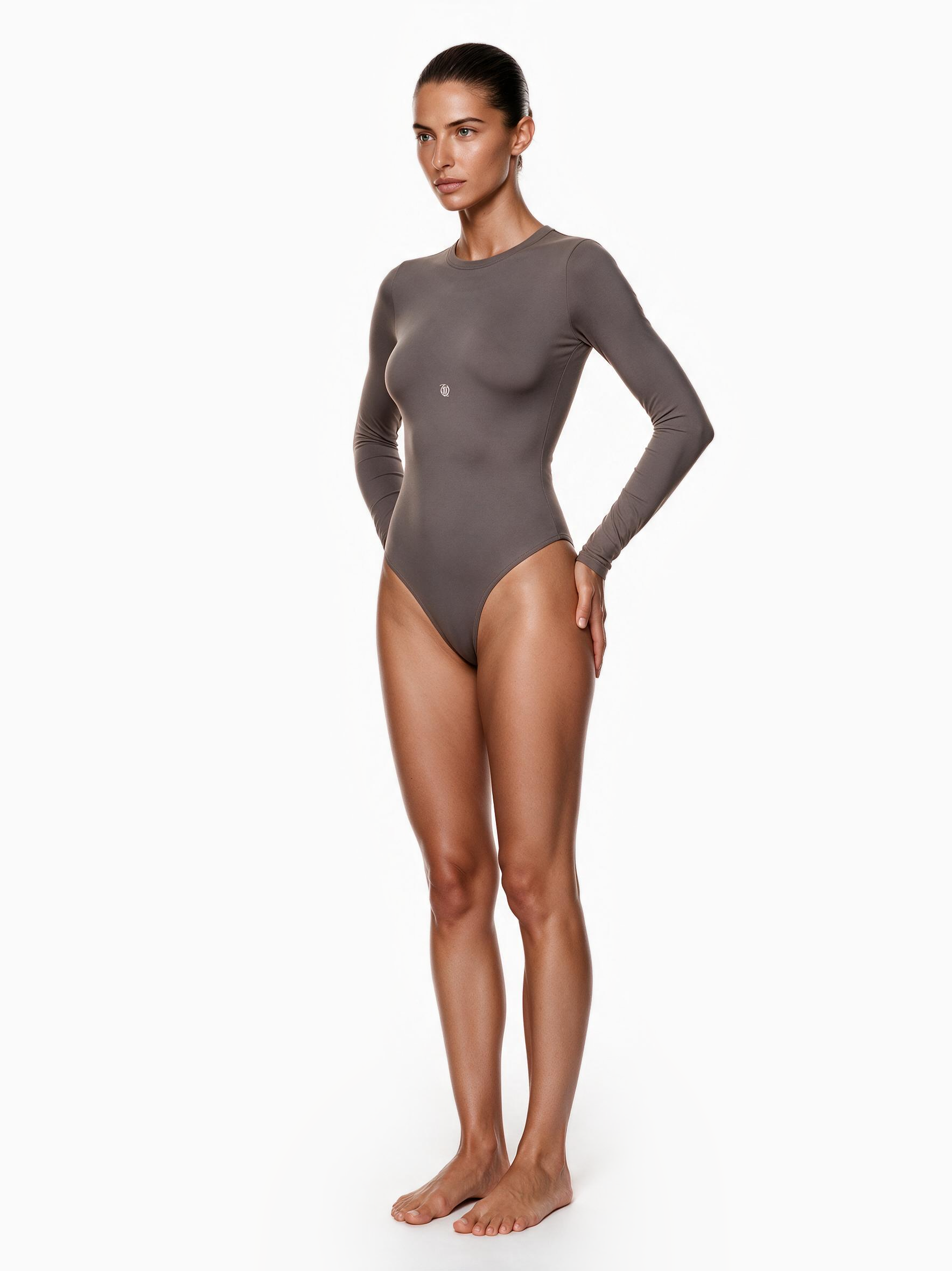 Second Skin Long Sleeve Crew-Neck Bodysuit Mushroom